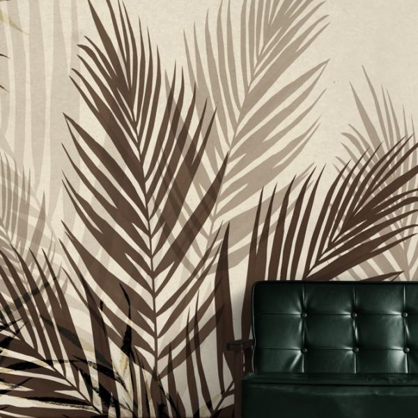 Abstract Leaf Design in Brown Tone Wallpaper Luzenandco Wallpaper shop in Sydney Australia Luzen&co