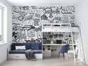 Graffiti Inscribed Stylish Wall Mural Wallpaper