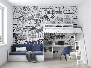 Graffiti Inscribed Stylish Wall Mural Wallpaper