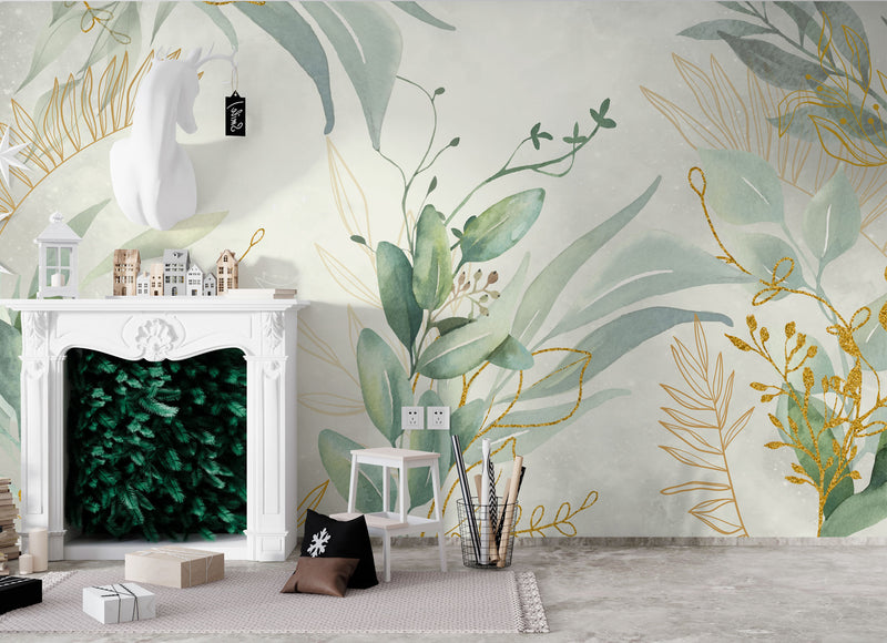 Soft Leaves Watercolor Wallpaper