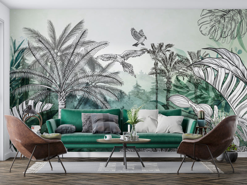 Wild life Tropical Self adhesive Wallpaper Peel and stick wallpaper - Luzen&Co