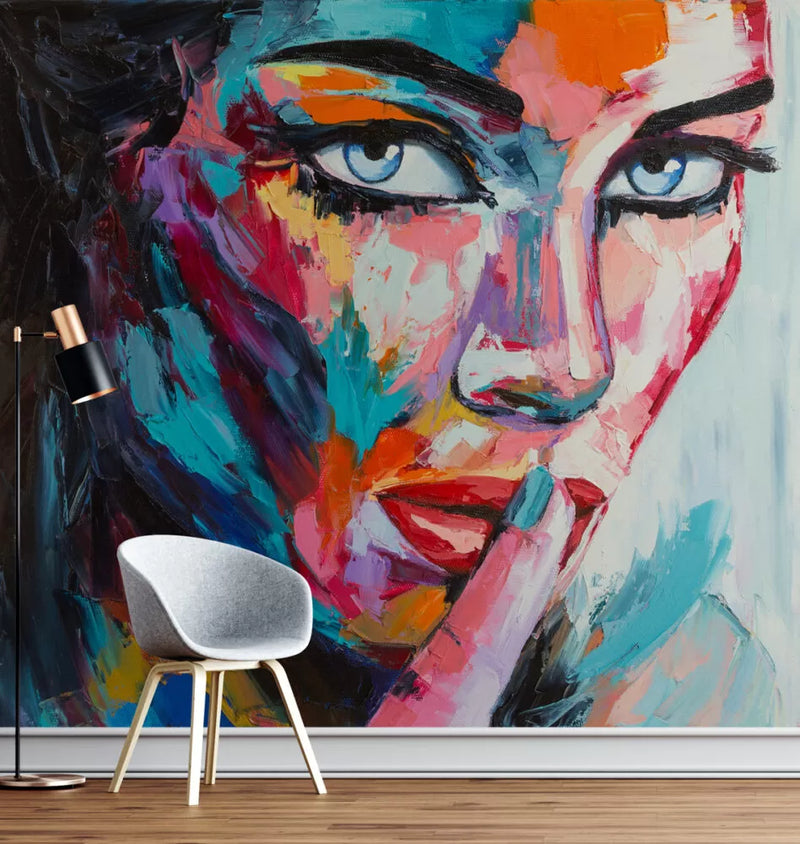 Oil Painting Colorful Woman Peel and Stick Wallpaper Australia - Luzen&Co