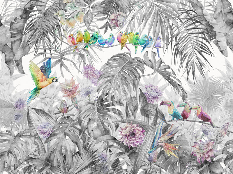 Gray Floral Wallpaper