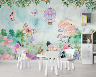 Butterfly and Elephant Self adhesive kids Wallpaper