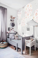 Flowers Designed Hot Air Balloon Wallpaper, Wall sticker, Wall poster, Wall Decal