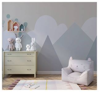 Blue Tones Mountains With Clouds Wallpaper, Wall sticker, Wall poster, Wall Decal - Luzen&co
