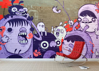 Funny Characters Graffiti Wall Mural Wallpaper