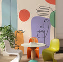 Linear Face Figures Color Wall Mural Peel and Stick Wallpaper - Australia Luzen&Co