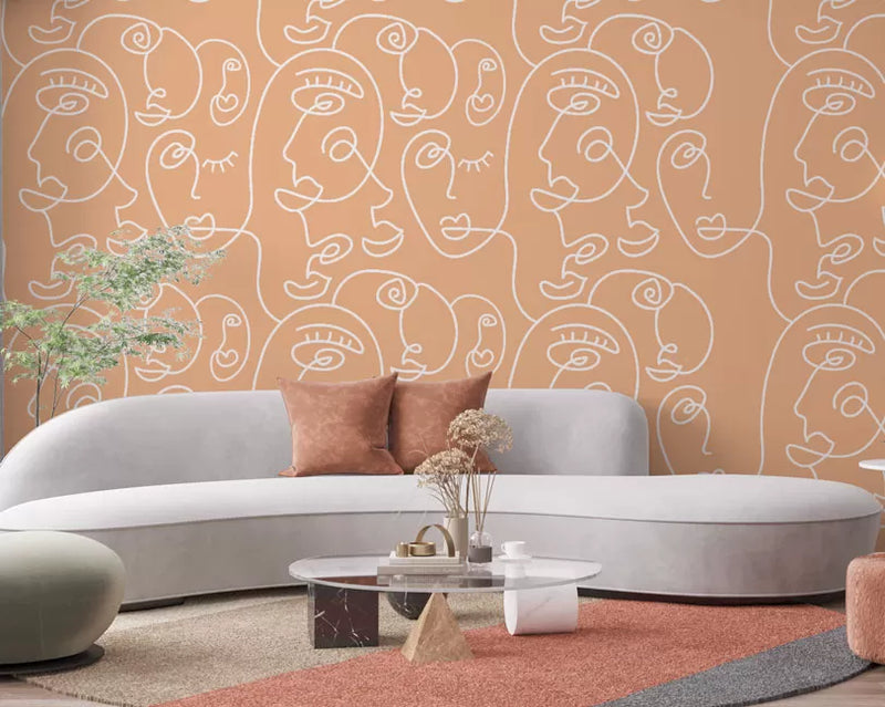 Linear Portraits Wallpaper Wall Mural Wallpaper - Luzen&Co Australia