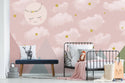 Clouds Stars and Smile Moon Wallpaper, Wall sticker, Wall poster