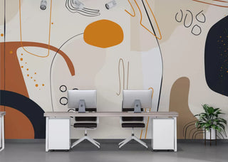 Abstract Patterns and Flowers Wall Mural Self adhesive Wallpaper