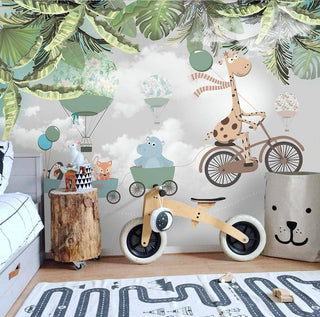 Animals On A Bike Train Wallpaper, Wall sticker, Wall poster, Wall Decal - Luzen&co