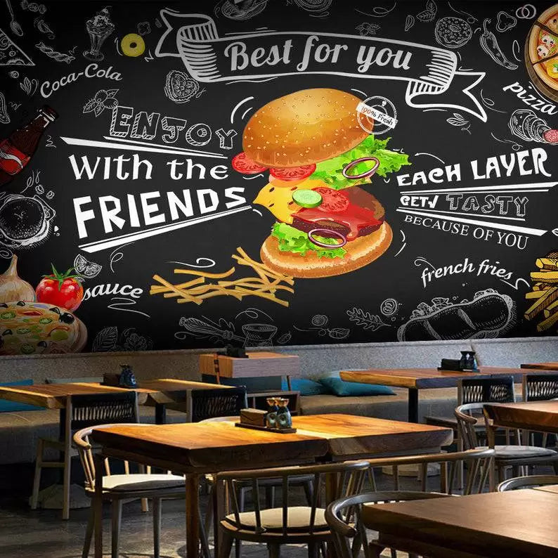 Cafe Fast Food Wall Mural Wallpaper - Luzen&Co