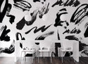 Black Brush Marks Wall Mural Wallpaper