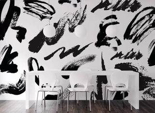 Black Brush Marks Wall Mural Wallpaper