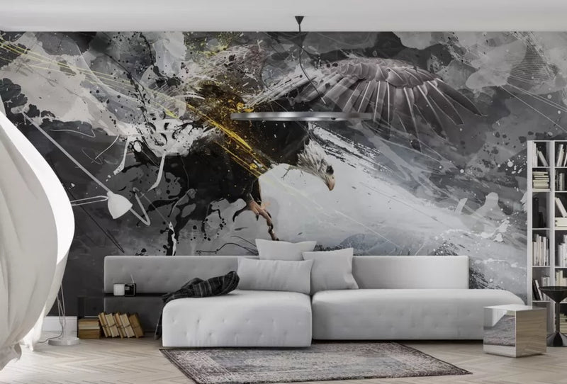 Grey Tones Dragon Designed Self Adhesive Wallpaper - luzen and co Australia