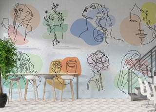 Linear Female Figures Wall Mural Peel and Stick Wallpaper - Australia Luzen and co