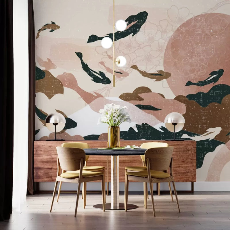 Soft Fishes and Sky Collage Wall Mural Wallpaper - Australia Luzenandco