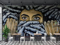 Muted Human Figure Graffiti Wall Mural Wallpaper
