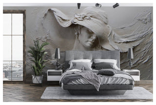 3d Effect Woman Sculpture Art Wall Mural Wallpaper - Luzen&Co