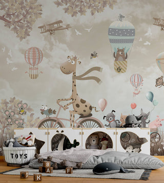 Cycling Giraffe Self adhesive Wallpaper, Wall sticker, Wall poster, Wall Decal