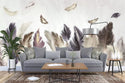 Birds Figured Pink Wall Mural Wallpaper Luzen&Co