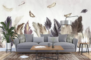 Birds Figured Pink Wall Mural Wallpaper Luzen&Co