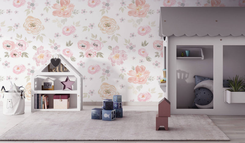Pastel Colors Floral Wallpaper -Luzen&Co
