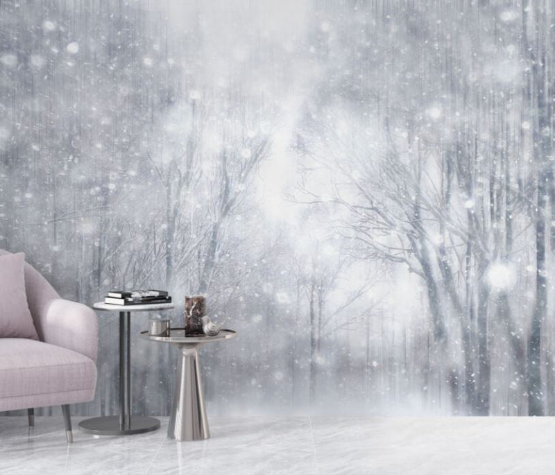 Snow Forest Landscape Self Adhesive Wallpaper