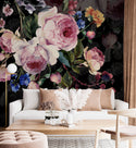 Dark Background Flower Self adhesive Wallpaper
