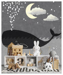 Huge Whale and Little Stars Wallpaper, Wall stickers