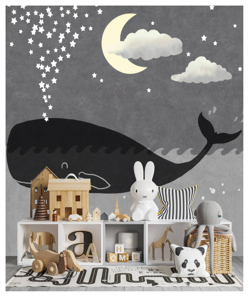Huge Whale and Little Stars Wallpaper, Wall stickers