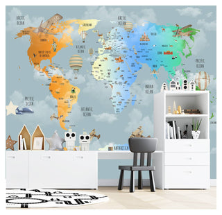 Kids and Nursery Map Self adhesive Wallpaper