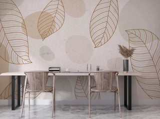 Soft Leaves and Circles Wall Mural Wallpaper