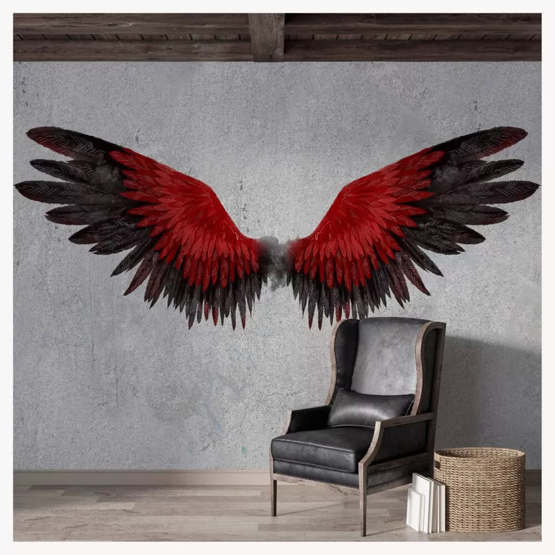 Red Wings Old Wall Background Peel and Stick Australia Wallpaper - Luzen&Co