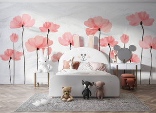 Red Poppy Flower Self adhesive Wallpaper