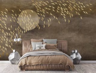Moon and Bird Mosaic Pattern Self Adhesive Wallpaper - Luzenandco