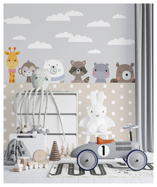Animals Behind Garden Wallpaper, Wall sticker, Wall poster, Wall Decal - Luzen&co