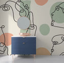 Linear Face Figures Wall Mural Peel and Stick Wallpaper - Luzen and co Australia