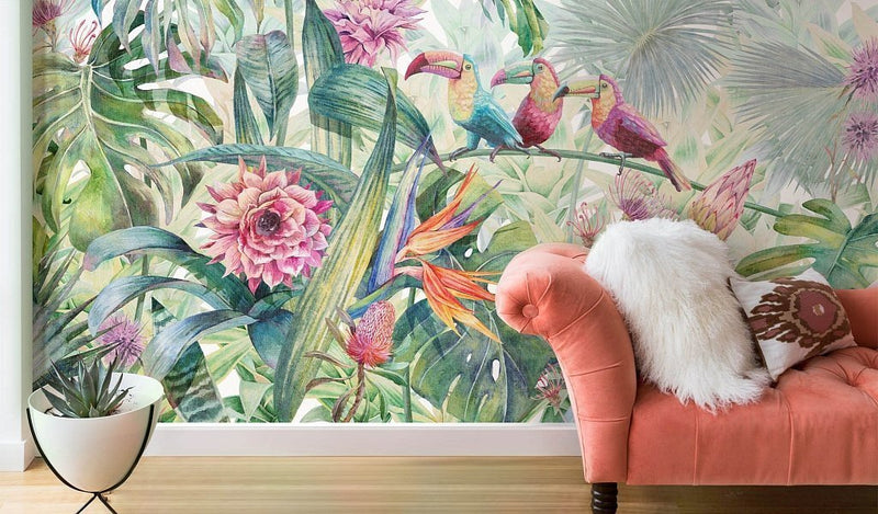 Parrots and Budgies Self adhesive wallpaper