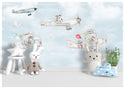 Cartoon Animal Pilots On Airplanes Self adhesive Wallpaper