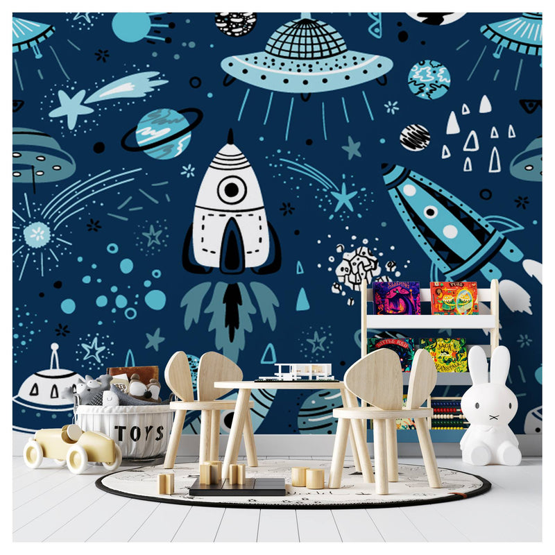 Space Kids Self adhesive wallpaper Peel and Stick wallpaper in Australia - Luzen&Co