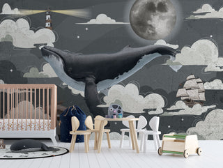 Whale Peel and Stick wallpaper Self adhesive wallpaper -Luzen&Co