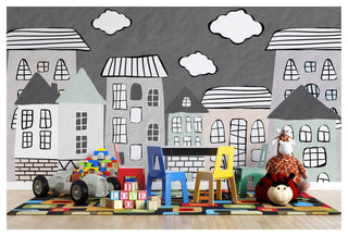 Cartoon Buildings Kids Wallpaper