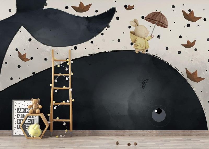 Whale Peel and Stick wallpaper Self adhesive wallpaper -Luzen&Co