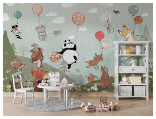Animals Playing With Balloons Wallpaper, Wall sticker, Wall poster, Wall Decal - Luzen&co