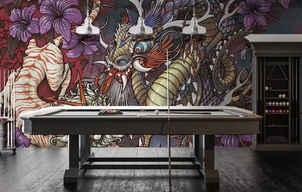 Purple Tones Dragon Designed Peel and Stick Australia Wallpaper - Luzen&Co