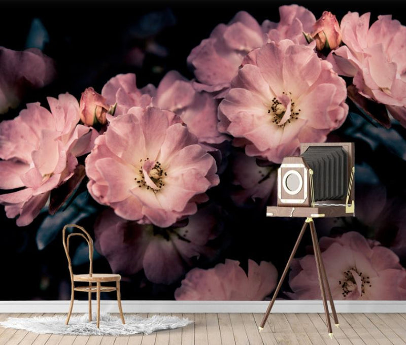 Dark Daisy Floral Pattern Self adhesive Wallpaper