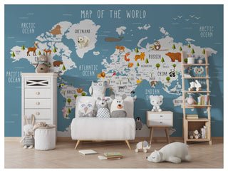 Blue Tones National Animals Wallpaper, Wall sticker, Wall poster, Wall Decal - Luzen&co