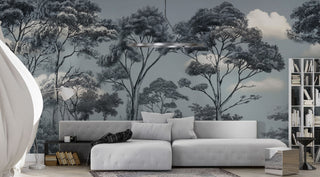 Linear Forest Wallpaper in Blue